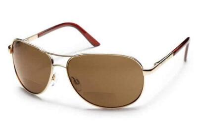 Suncloud Pilot + 2.50 Polarisiert Bi-Focal Sonnenbrille Gold/Bernstein Brown