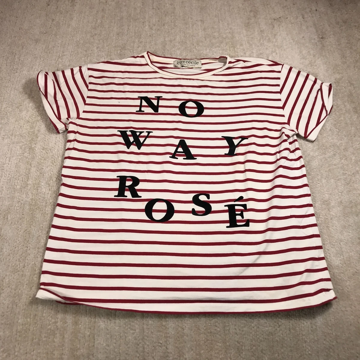 Etre Cecile Shirt Womens Medium Pullover Blouse Red No Way Rose Stripe |  eBay