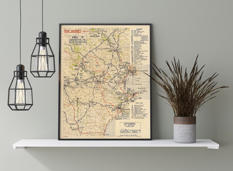 Operation Overlord 11x14 in. Map 1944 WWII Historic Military War Battle Campaign