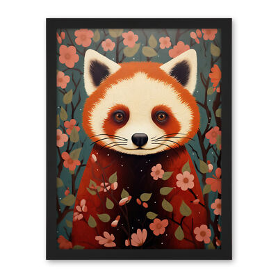 Red Panda Cute Tree Blossom Kids Bedroom Artwork Framed Art Picture Print 18X24