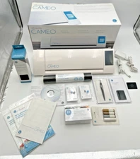SILHOUETTE CAMEO 2-3T ELECTRONIC CUTTING TOOL MACHINE W/ PENS, BLADES, MAT, ETC