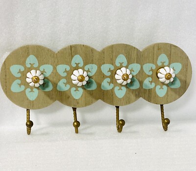 Jewelry Wood Hanger Wall Mount Hooks Sheffield Home New 12x5 Belts Ceramic Knob