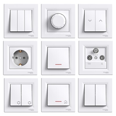 Steckdose Schuko Steckdosen Ausschalter Dimmer Taster Lichtschalter Schalter LED