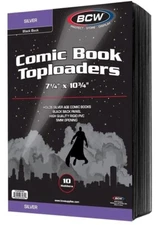 Pack of 10 BCW Black Back Silver Age Comic Book Hard Plastic Topload Holders