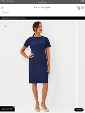 NEW Ann Taylor Short Sleeve Sheath Dress In Bi-Stretch Short Sleeve Knee Length