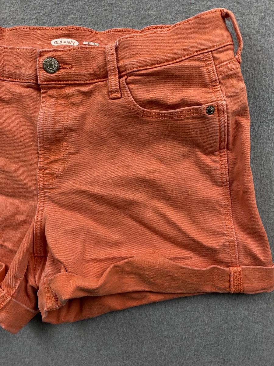 Old Navy Women's Size w30 Orange Denim Mid-Rise Boyfriend Shorts