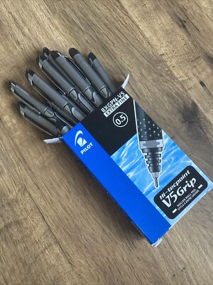 Pilot V5 GRIP Hi-Tecpoint Reine Flüssigtinte 0,5 mm R/Kugelschreiber, Schwarz BXGPN-V5 (10 STIFTE