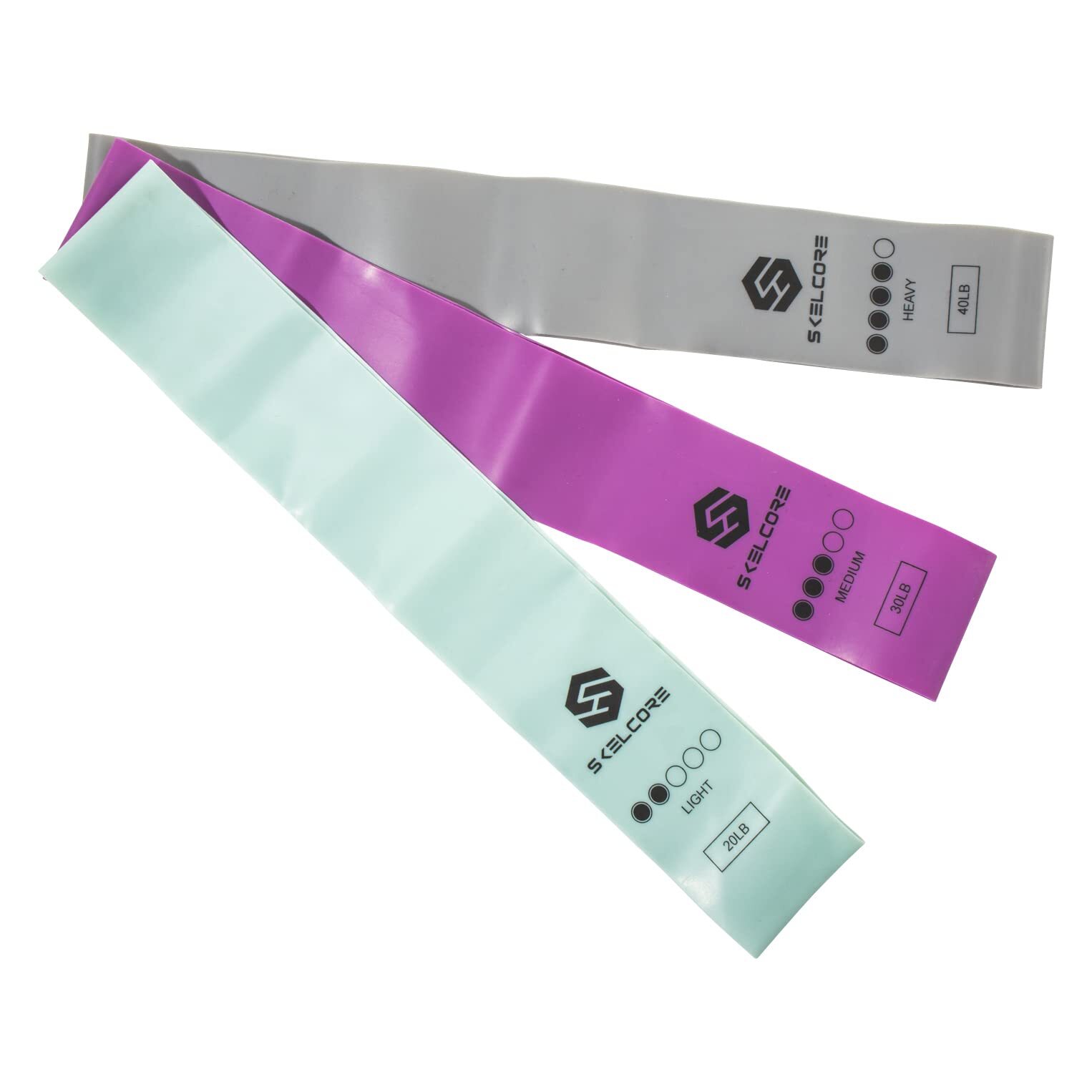 Skelcore Latex Resistance Loop Bands Set - 3-Piece Kit for Strength Training