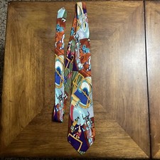 Vintage 1991 Nicole Miller Necktie Football Retro Multicolor Players Field
