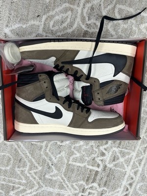 Nike Air Jordan 1 High OG TS SP Travis Scott Mocha Sneakers CUSTOM 4487100 Brown