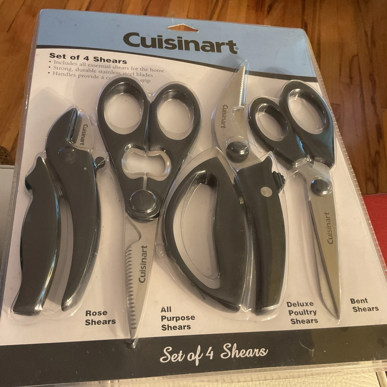 Cuisinart, 4 Pc Classic SS Ultra-Sharp Kitchen Non-Slip Utility + Poultry Shears