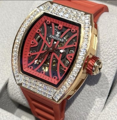 (Red) ONOLA Men's Autom- Mech Watch JN305   high-quality, sporty, skeleton.