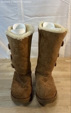 UGG Bailey Button Triplet Chestnut Brown Suede Shearling Tall Winter Boots