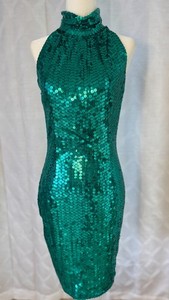 slim fit dress slacks 1960s Green Sequins Gown - M main image 1