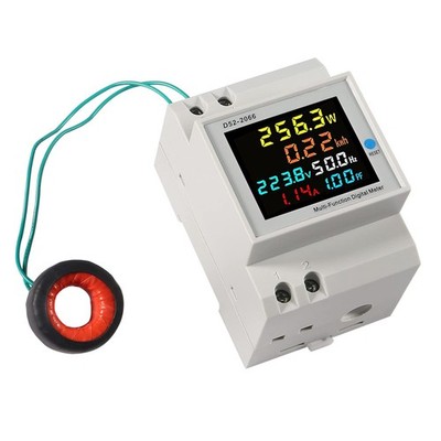 AC Power Meter Digital Voltmeter Ammeter AC 40-300V 100A Din Rail Frequency F...