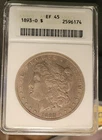 1893-O Morgan Silver Dollar  ANACS  EF45   Old Soapbox Holder