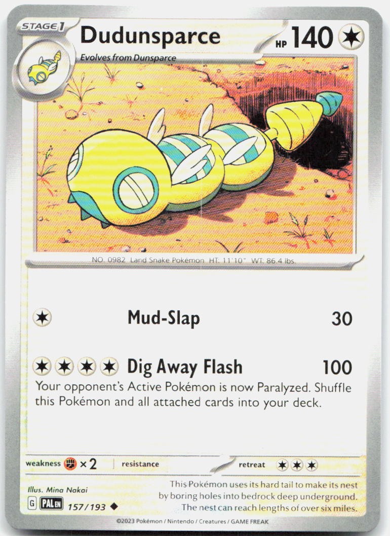 Dudunsparce 157/193 Uncommon Paldea Evolved Pokemon Lightly Played