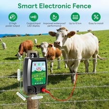 UK Electric Fence Energiser 12V 230V Corded 2J Output 10KM Range Fencing Kit NEW