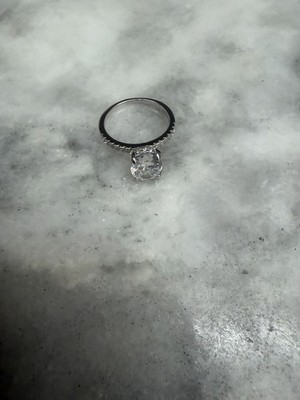 Alder Paris Oval Cut Simulated Diamond Half-Paved Sterling Silver Ring Size 7
