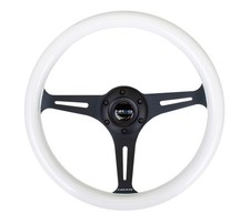NRG Classic Wood Grain Steering Wheel (350mm) Glow-N-The-Dark Green Grip