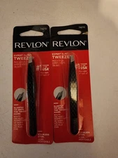 Lot of 2 - Revlon Expert Slant Tip Tweezer Stainless Steel Hair Removal Tool