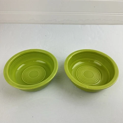 2 Homer Laughlin Fiestaware FIESTA CHARTREUSE Green 4 3/4" Fruit Bowls 1 Cracked