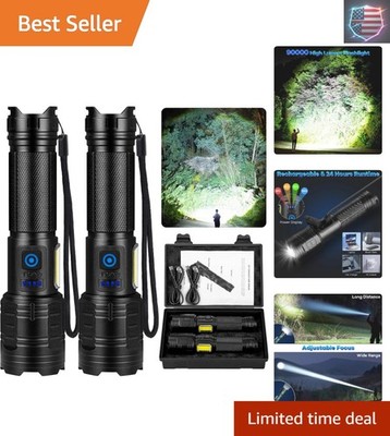 Rechargeable Flashlights 90,000 High Lumens - 2 Pack, Super Bright Flash Ligh...