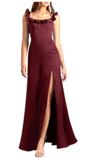 NWT AZAZIE Callie Cabernet Mermaid Side Slit Satin Dress Medium (Custom Sized)