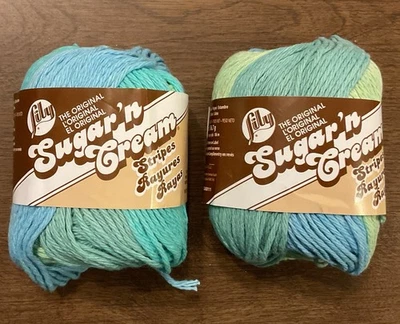2 Skeins Lily Sugar 'n Cream Cotton Worsted Yarn ~ Country Stripes ~ Lot - Image 1 of 4