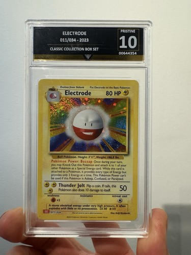 GETGRADED PRISTINE 10 POKEMON HOLO ELECTRODE 011/034 - 2023 Playing Card NOT PSA - Foto 1 di 7