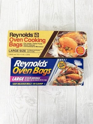 Vintage NEW Old Stock Reynolds Oven Cooking Bags 1988 2001 Lot Of Two Props