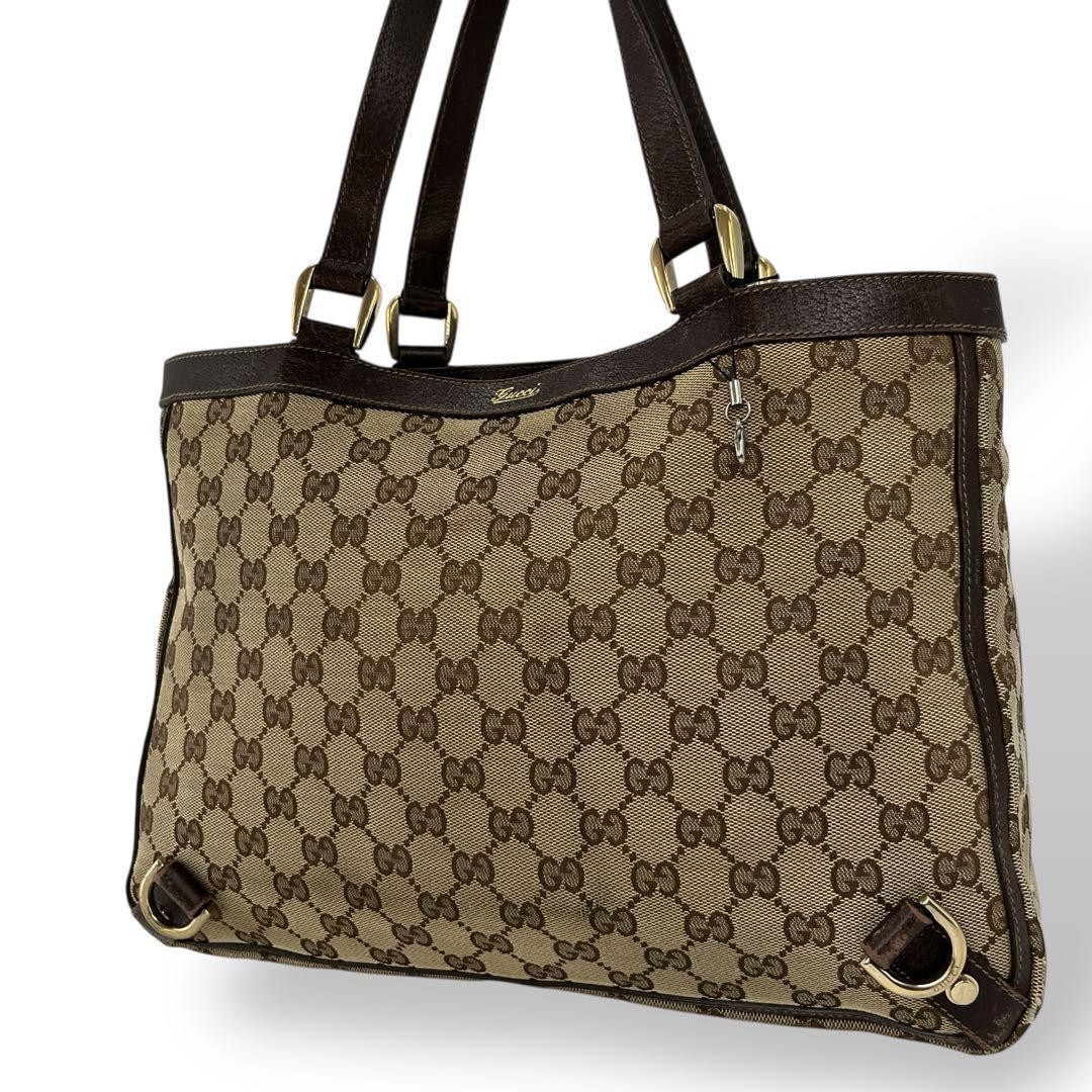 Gucci Abby GG Canvas Logo Tote Shoulder Bag A4 Size Japan Import