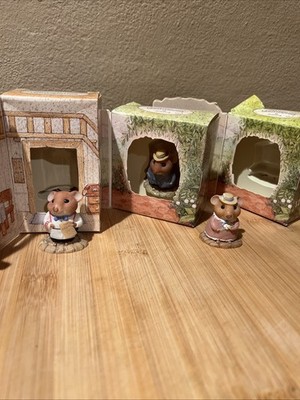 Vintage Hallmark Moustershire Creed Mouse Figurines Lot Of 3 - With Boxes