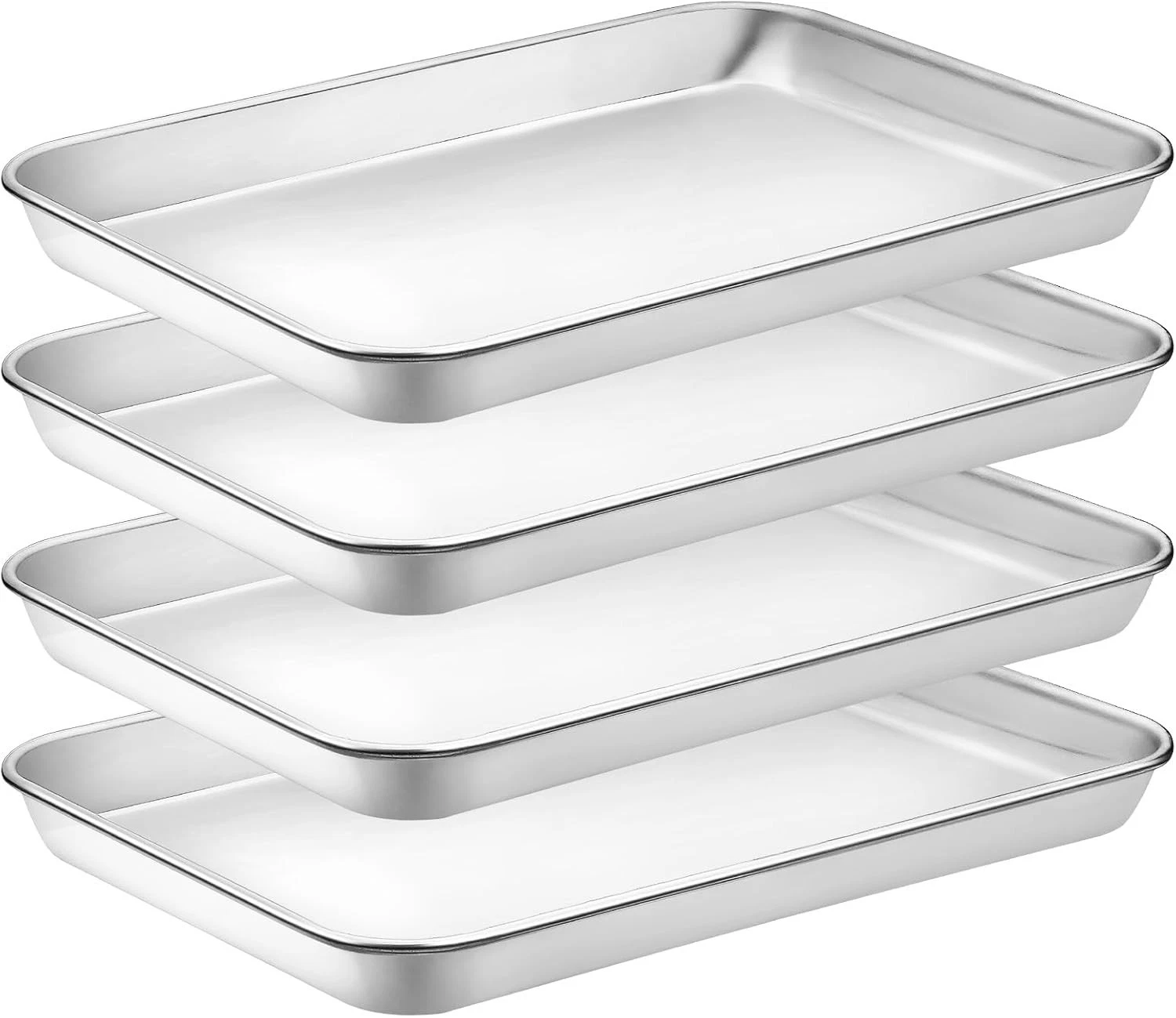 Baking Sheet Set of 4, Stainless Steel Cookie Sheet & Baking Pan Tray, Toaster O