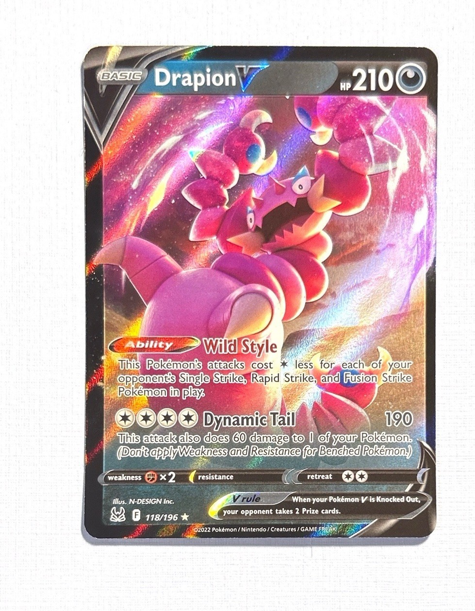 Drapion V ~ Pokemon Lost Origin ~ Full Art Holo 118/196