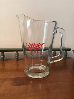 Vintage Miller High Life Glass Beer Pitcher 9" Heavy