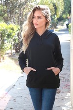 Black Pullover Hoodie for Women Size S Long Sleeve Solid Top
