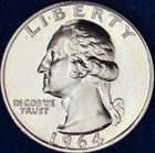 1964 Washington Quarter  90% Silver Choice Proof