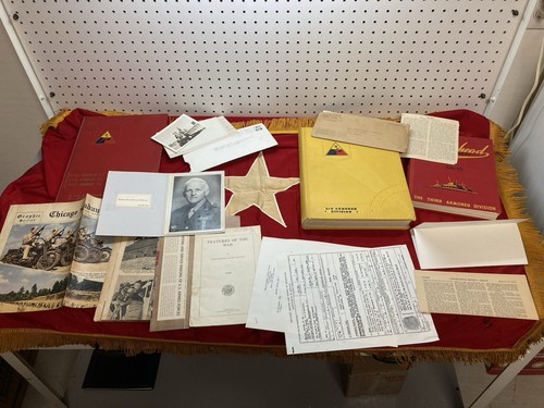 NAMED WW2 US Third Armored Division General Lot Books Flag Photos WWII Grouping