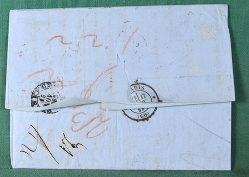 GERMANY pre stamp cover entire 1853 Dresden to Paris (HcL74) - Picture 2 of 3