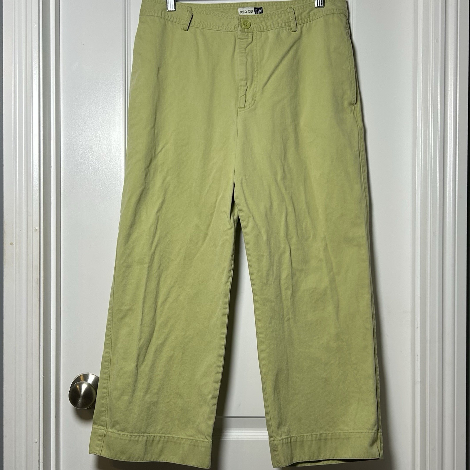 Gap Retro Cut Vintage Y2K 100% Cotton Chartreuse/Lime Green Wide Leg Chino Pants
