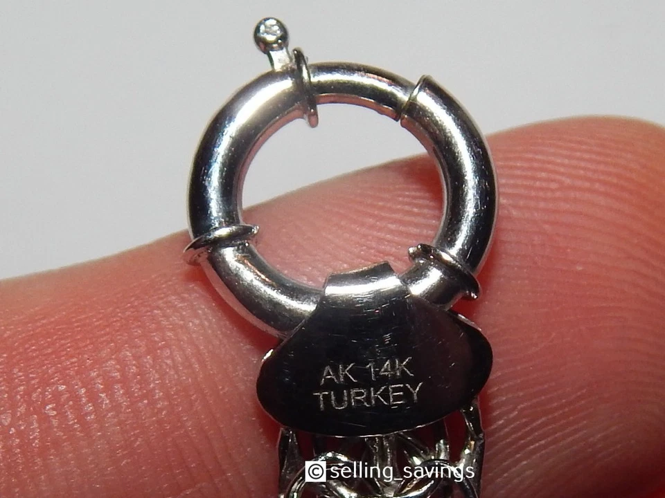 14K WHITE GOLD FILIGREE BISMARK 3/8 INCH WIDE TOGGLE CLASP BRACELET 8 INCH LONG - Image 4 of 4