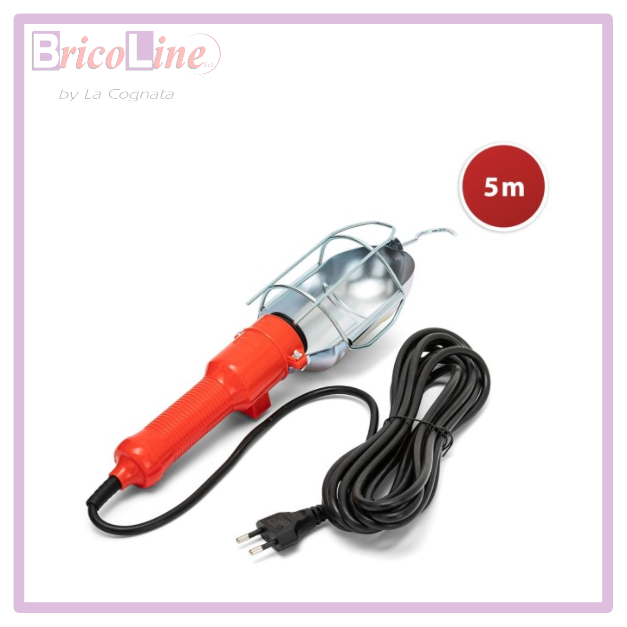 LAMPADA DA LAVORO PORTATILE E27 CAVO MT.5 PARAB/MET OFFICINA CANTIERE CANTINA