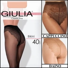Giulia Bikini classic women's sheer silky matte tights with lace panties 40 Den
