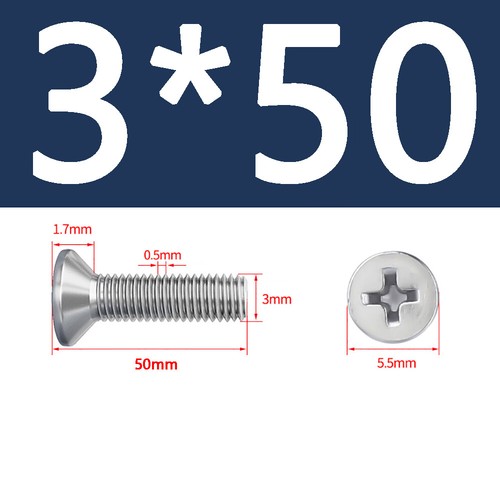 M3 M4 M5 A2 Stainless Steel Phillips Countersunk Flat Head Screw Long 4mm-100mm - Picture 32 of 84