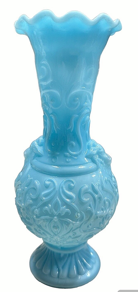 Cristallerie de Vallérysthal ヴァレリスタル VINTAGE FRANCE PORTIEUX VALLERYSTHAL BLUE OPALINE GLASS RAM GOAT