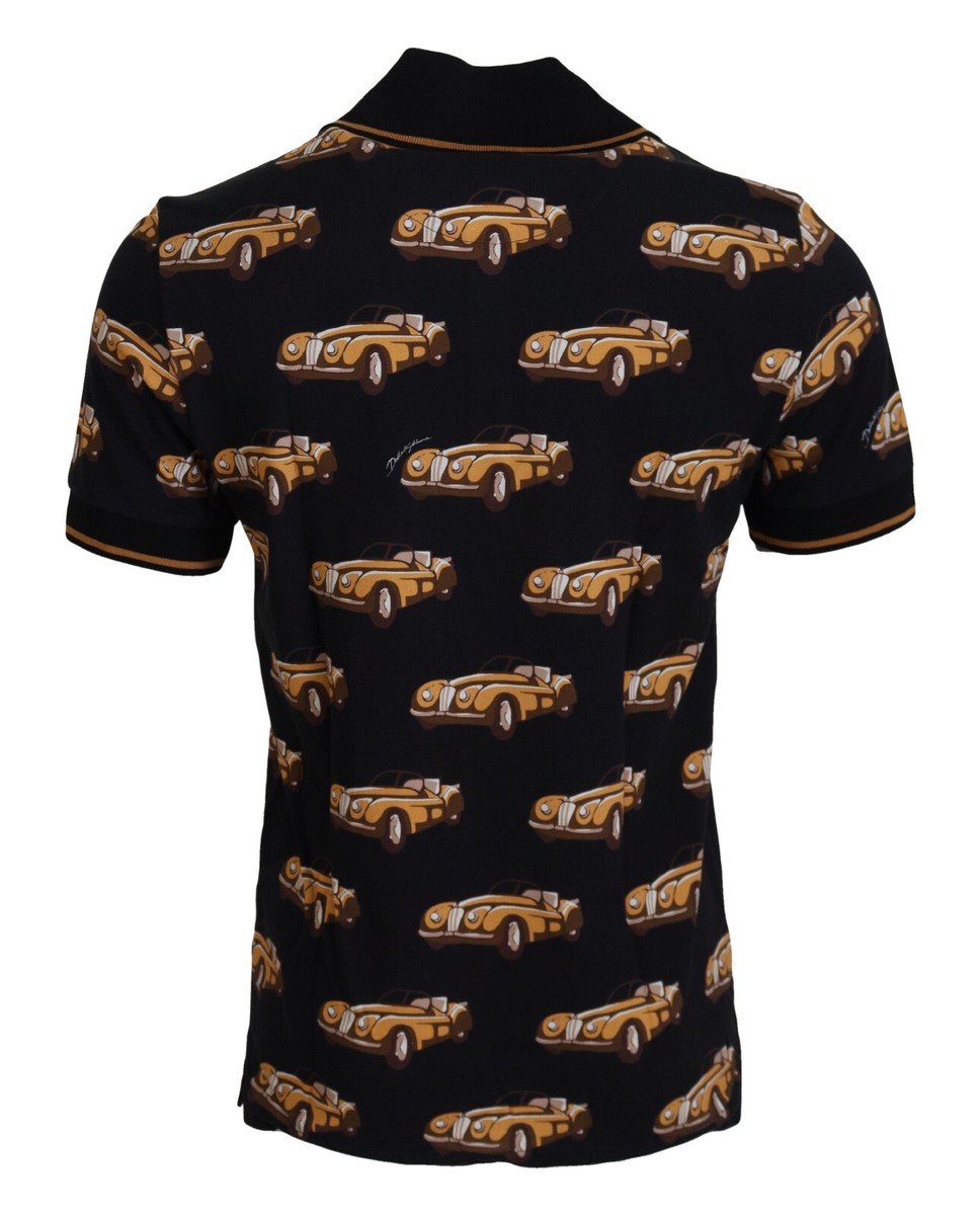 DOLCE & GABBANA T-shirt Black Car Print Short Sleeve Polo IT44