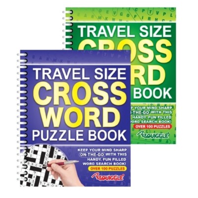 Cross words puzzles books Travel Size search Spiral bound lots of Activities