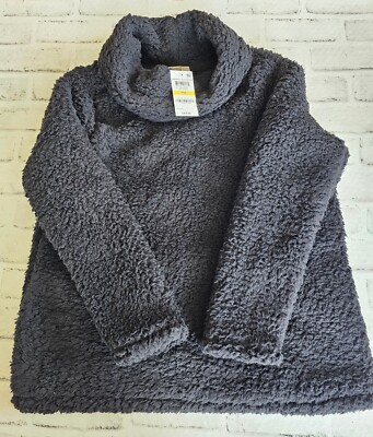 Women's Size Petite Medium Style&Co Turtleneck Sherpa Top In Black-NWT