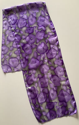    Ein lila Blumen Design Modern Vintage Damen Satin & Chiffon Schal